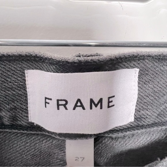 FRAME Gray Denim Sequin Basque Rip Distressed High Rise Button Fly Crop Jeans 27 - Picture 9 of 16